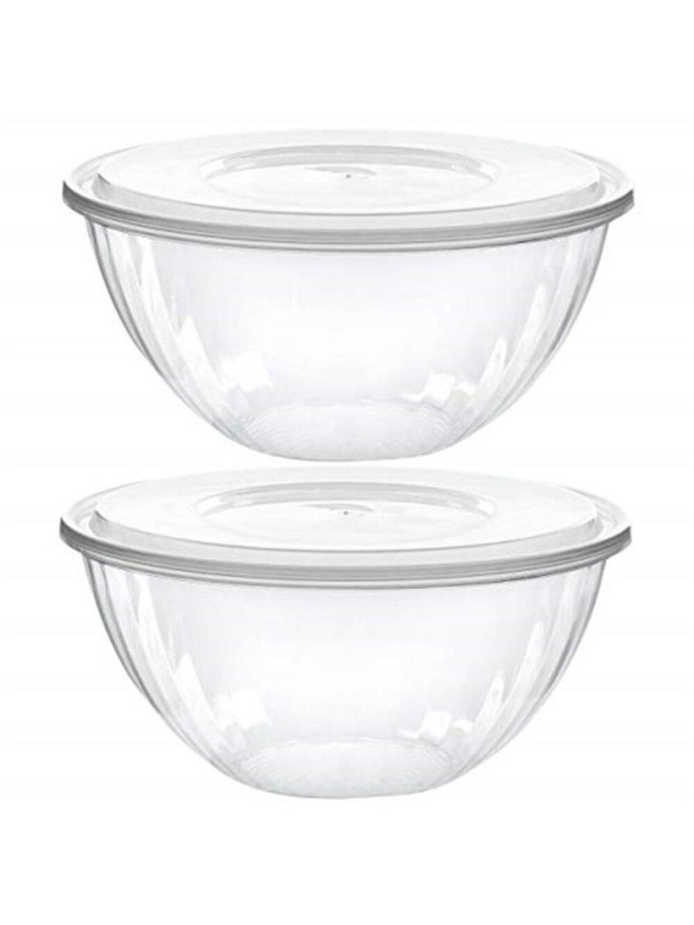 Disposable 48 Ounce Round Crystal Clear Plastic Serving Bowls With Lids, Party